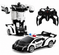 2.4GHz Remote Control Transforming Police Car Robot Toy with Lights, Rechargeable Battery & 360° Rotation