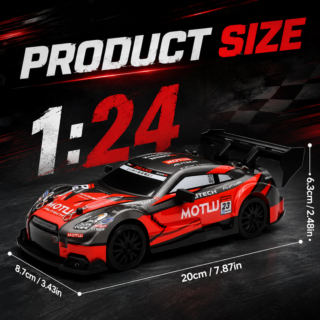 🏁 Remote Control Drift Car with Racing & Drift Tire Set, 4WD High-Speed RC Car, LED Lights & Rechargeable Battery for Kids