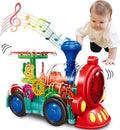 Transparent Sensory Train Toy for Kids - Lights, Music & Moving Gears