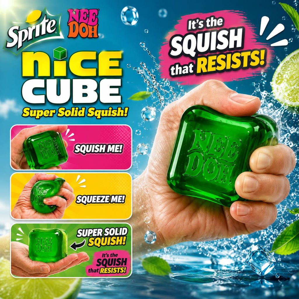 Needoh Nice Cube Green Squishy Stress Relief Fidget Toy Soda Style