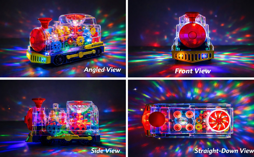 Light Up Transparent Gear Train Toy for Kids, Musical LED Crawling & Tummy Time Baby Toy