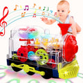 Light Up Transparent Gear Train Toy for Kids, Musical LED Crawling & Tummy Time Baby Toy