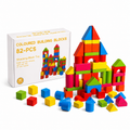 82 PCS Wooden Building Blocks Set for Kids – Colorful Educational Stacking & Creative Learning Toy