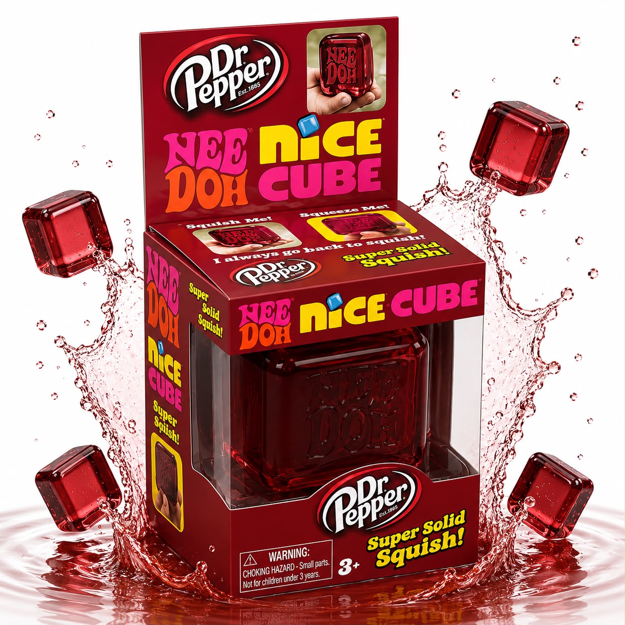 Needoh Cherry Red Nice Cube Squishy Stress Relief Sensory Fidget Toy