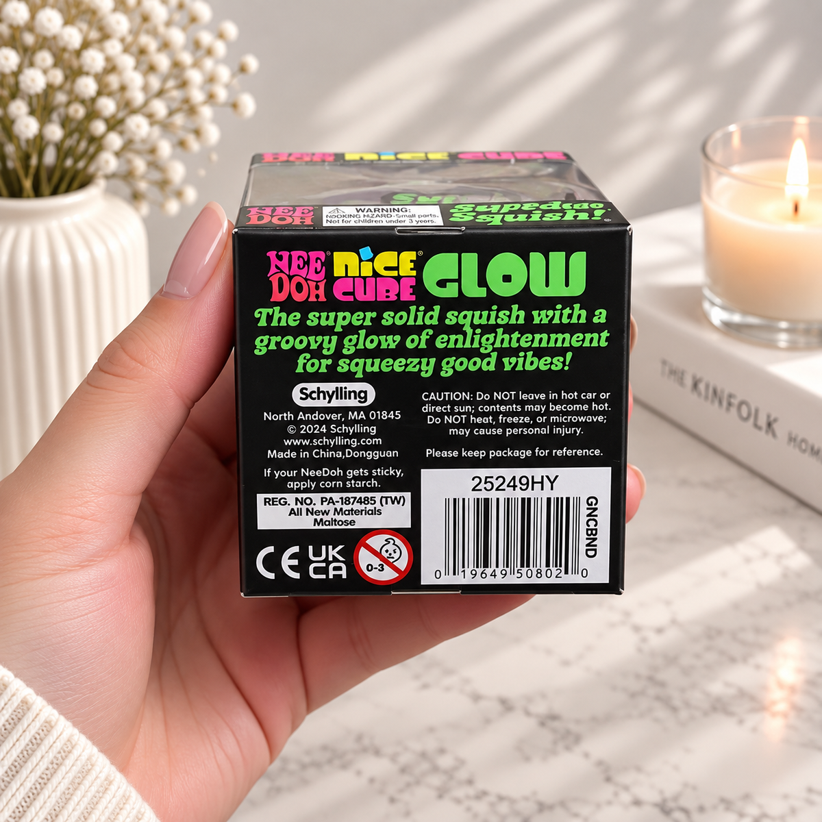 NeeDoh Nice Cube Glow in the Dark Slime Bucket – Super Stretchy Sensory Toy