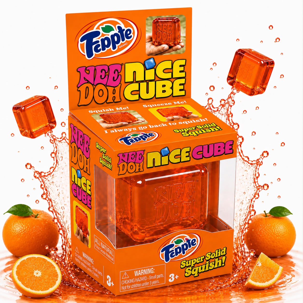 Needoh Orange Nice Cube Squishy Stress Relief Sensory Fidget Toy