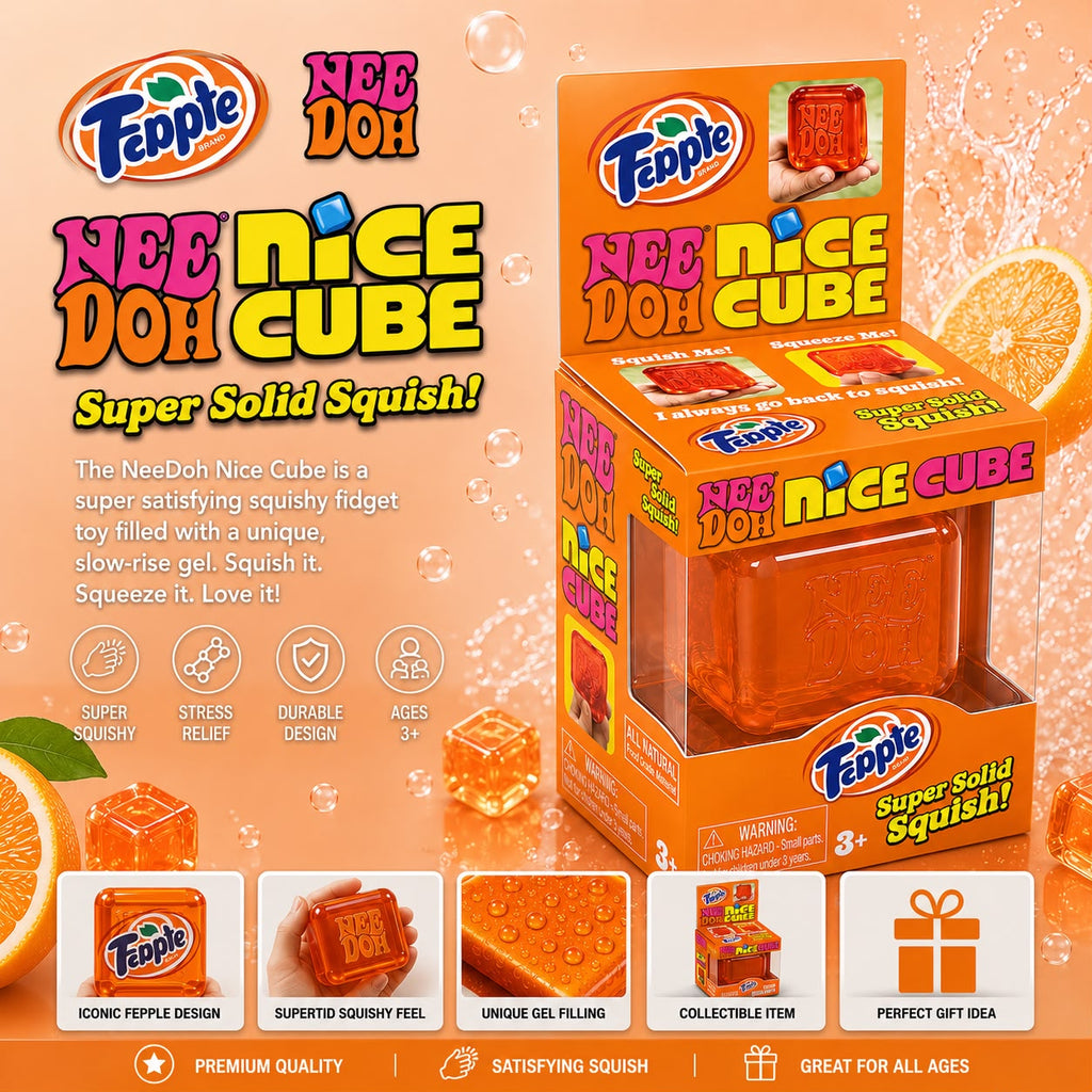 Needoh Orange Nice Cube Squishy Stress Relief Sensory Fidget Toy