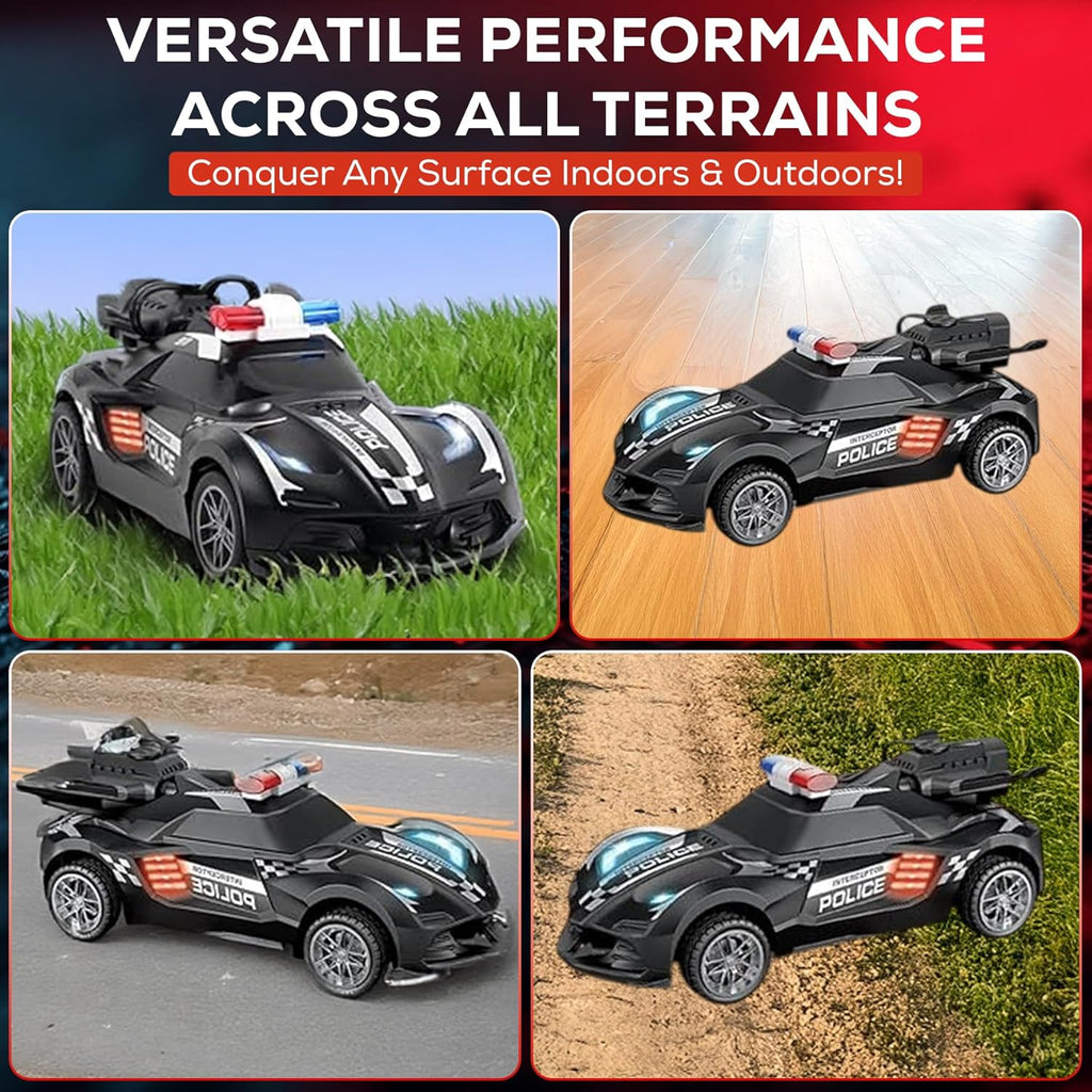 Remote Control Police Car Toy with Smoke Effect & LED Lights, Fast Rechargeable RC Car for Kids