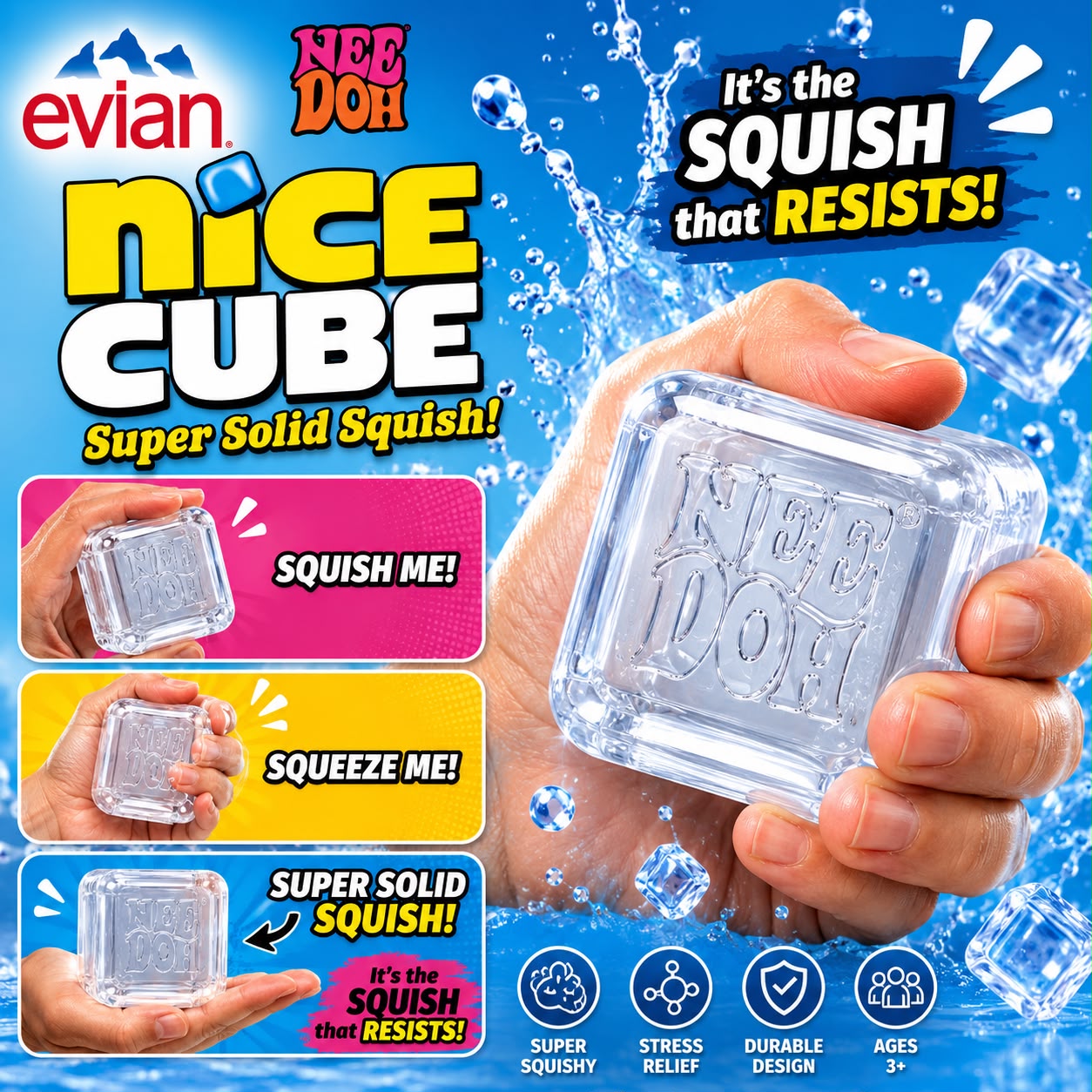 Needoh Clear Nice Cube Squishy Stress Relief Sensory Fidget Toy