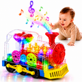 Light Up Transparent Gear Train Toy for Kids, Musical LED Crawling & Tummy Time Baby Toy