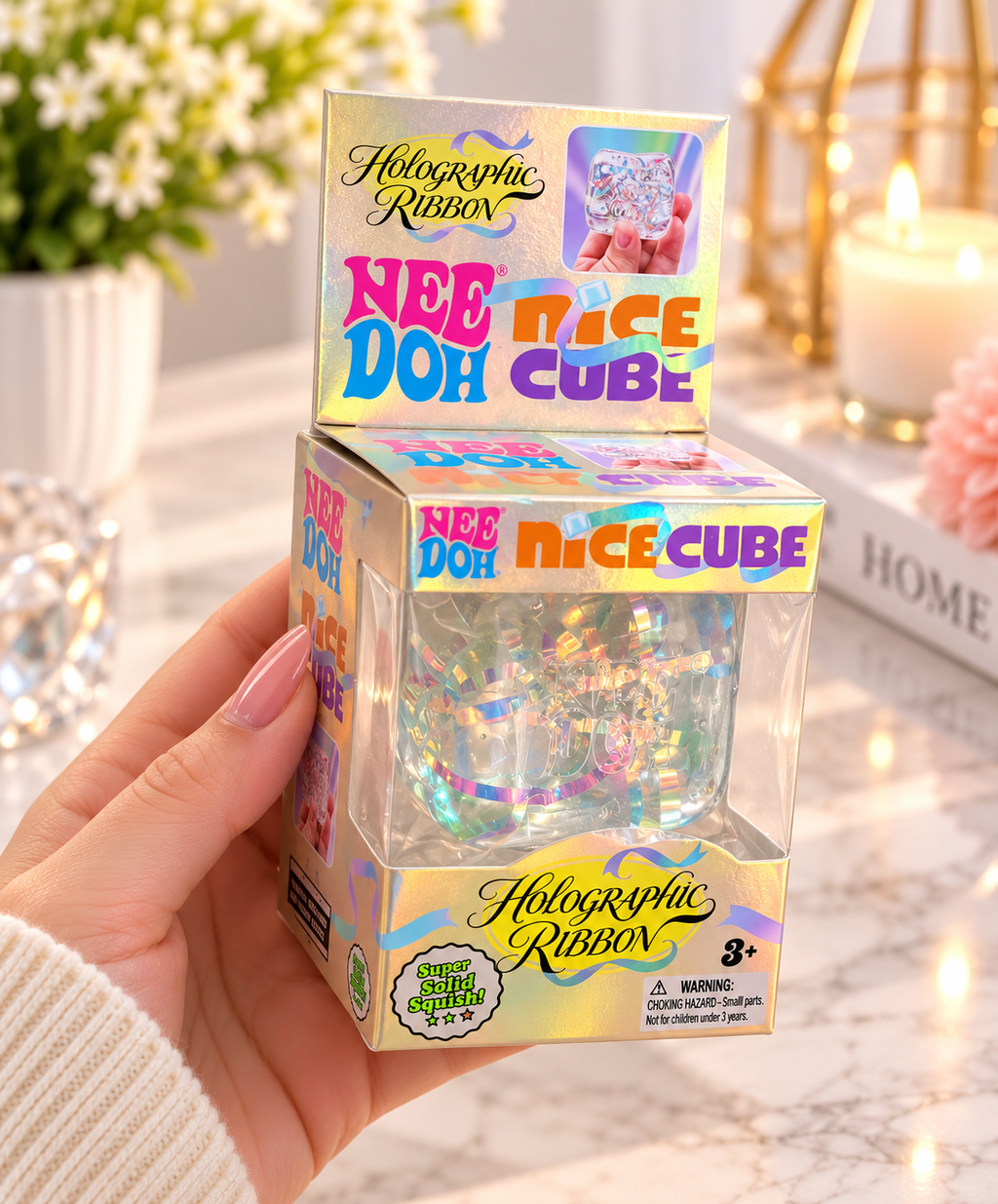Nice Cube Holographic Ribbon Super Solid Squishy Toy