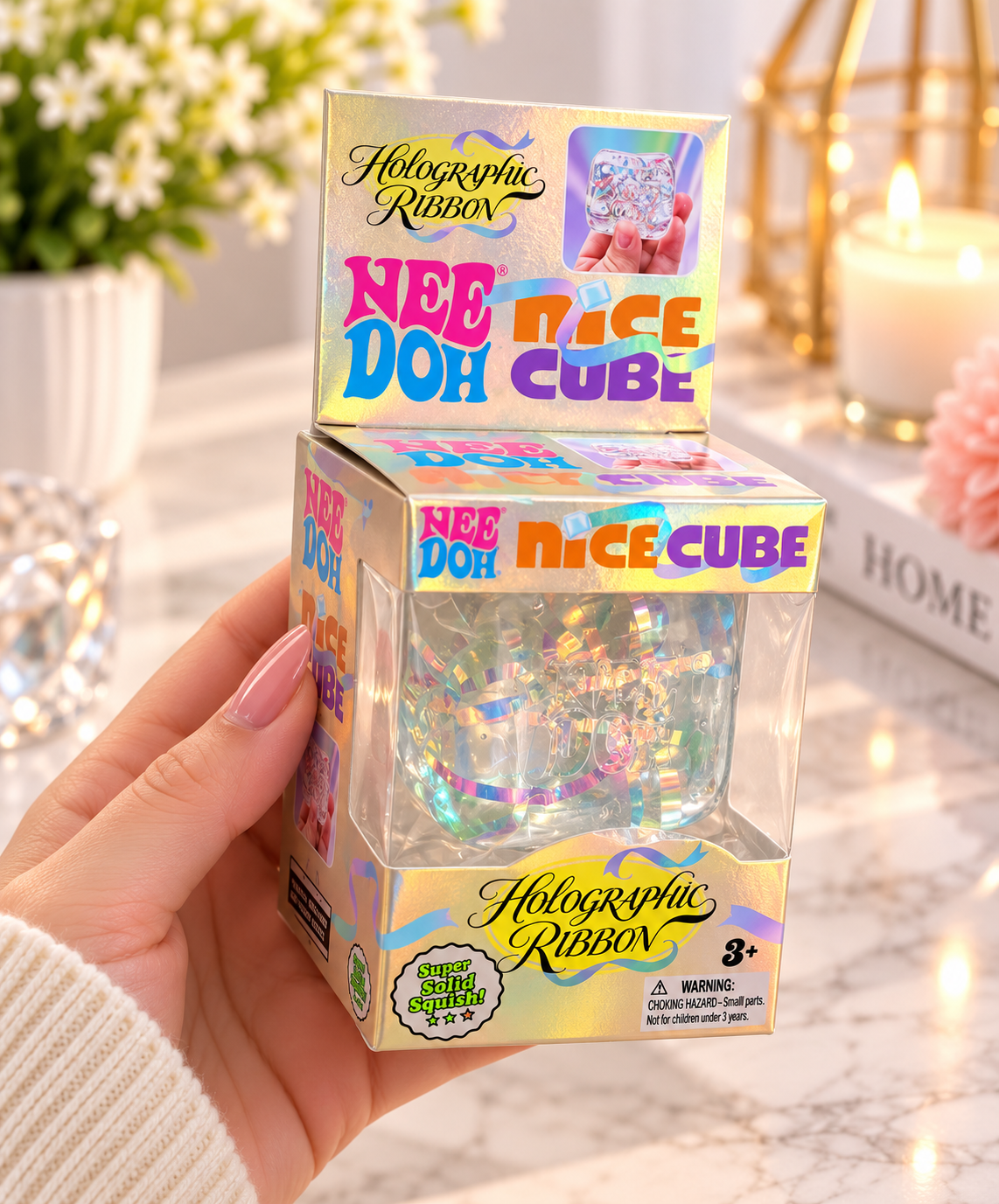 Nice Cube Holographic Ribbon Super Solid Squishy Toy
