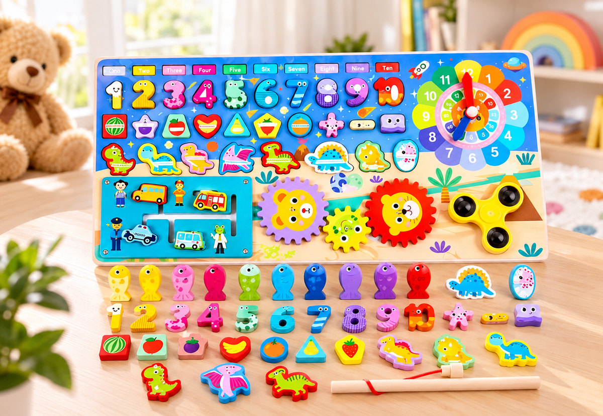 Montessori Wooden Busy Board – Educational Toy for Kids
