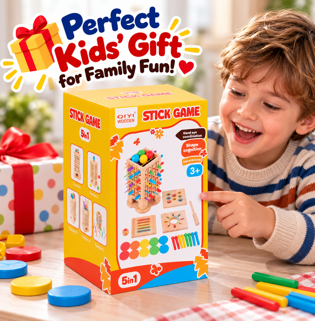 5-in-1 Montessori Wooden Stick Game for Kids