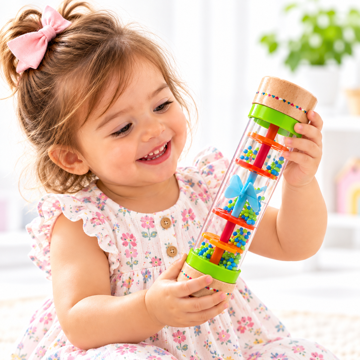 Montessori Rainmaker Sensory Toy – Wooden Rain Sound Rattle