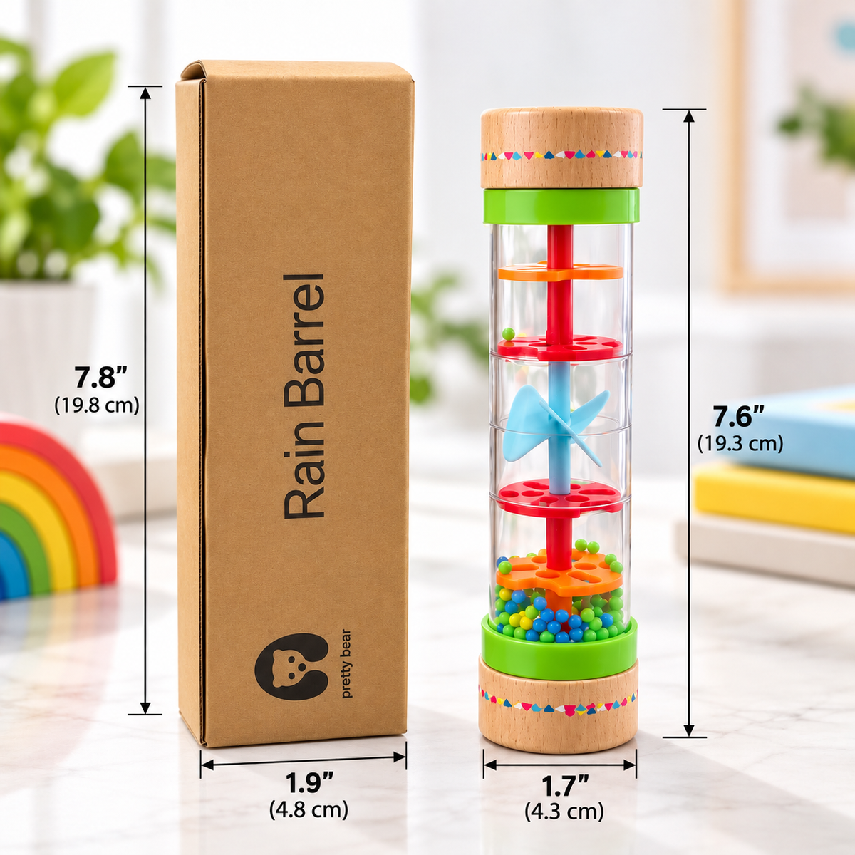 Montessori Rainmaker Sensory Toy – Wooden Rain Sound Rattle