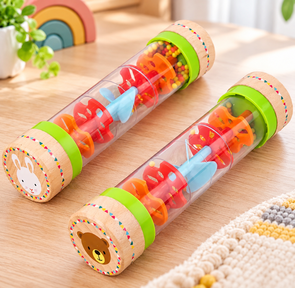 Montessori Rainmaker Sensory Toy – Wooden Rain Sound Rattle