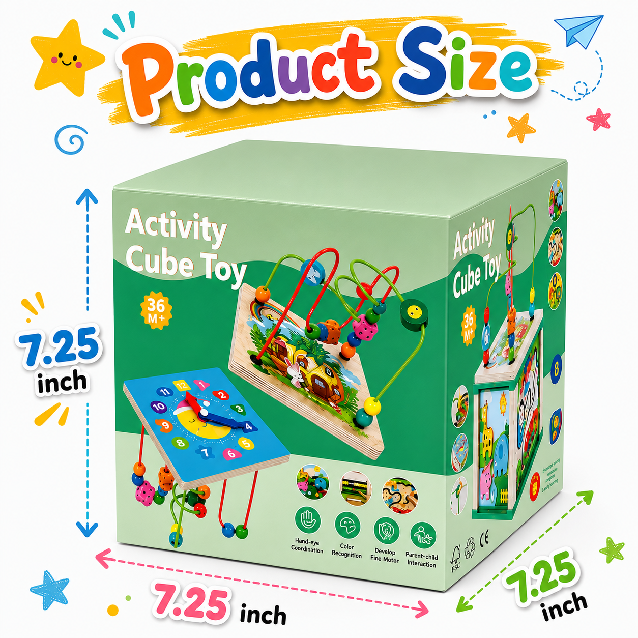 Montessori Wooden Activity Cube for Toddlers – Educational Learning Toy with Bead Maze, Shape Sorter, Clock & Abacus for Kids