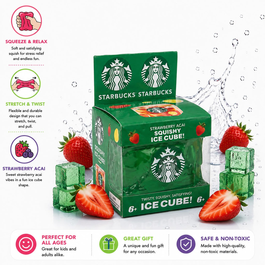 Strawberry Acai Squishy Ice Cube Stress Relief Sensory Fidget Toy