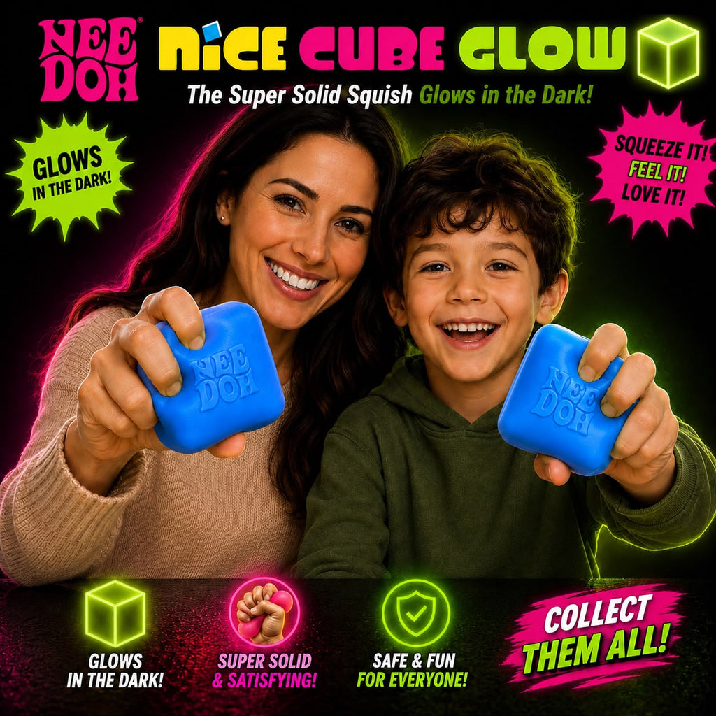 NeeDoh Nice Cube Glow in the Dark Slime Bucket – Super Stretchy Sensory Toy