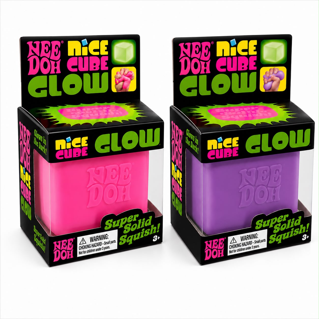 NeeDoh Nice Cube Glow in the Dark Slime Bucket – Super Stretchy Sensory Toy