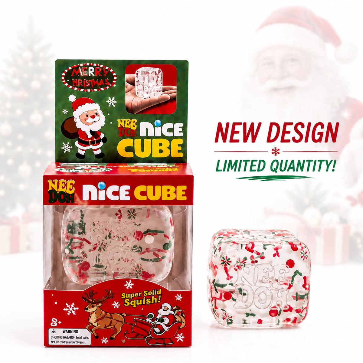 Christmas Clear Squishy Cube 🎄 Holiday Candy Cane Design | Super Solid Stress Relief Toy | Limited Stock