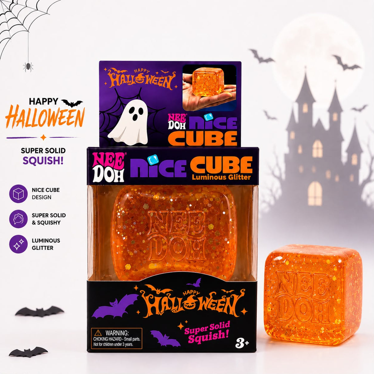 Halloween Nice Cube Squishy – Luminous Glitter Super Solid Squish Toy
