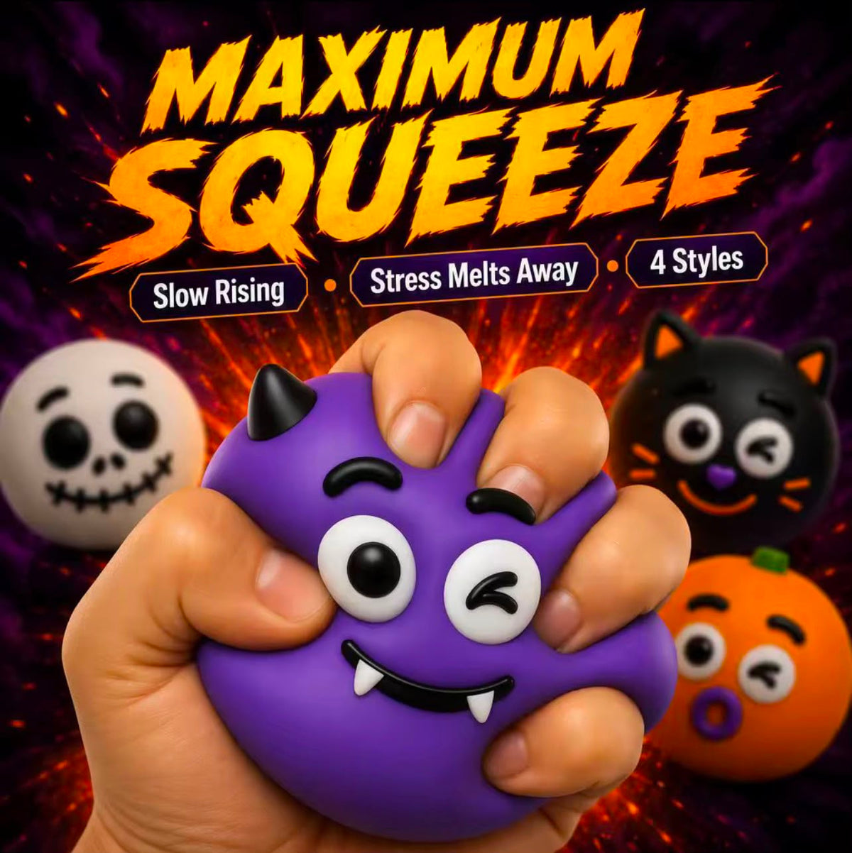 Halloween Squishy Toys – 4 Spooky Styles | Slow Rising Stress Relief Toy | DIY Face Expressions
