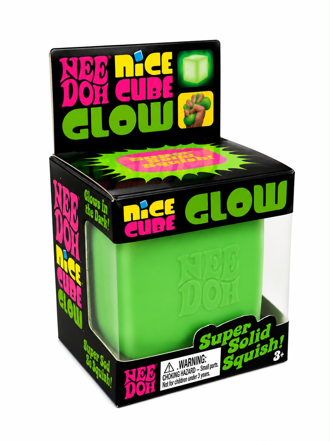 NeeDoh Nice Cube Glow in the Dark Slime Bucket – Super Stretchy Sensory Toy