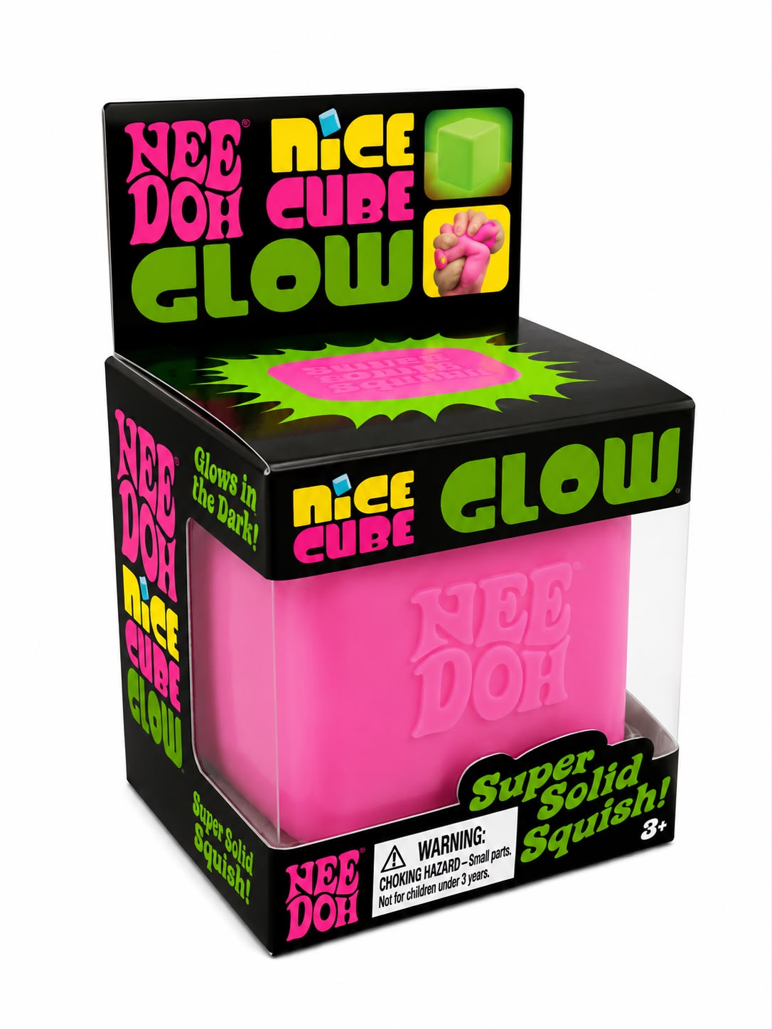 NeeDoh Nice Cube Glow in the Dark Slime Bucket – Super Stretchy Sensory Toy