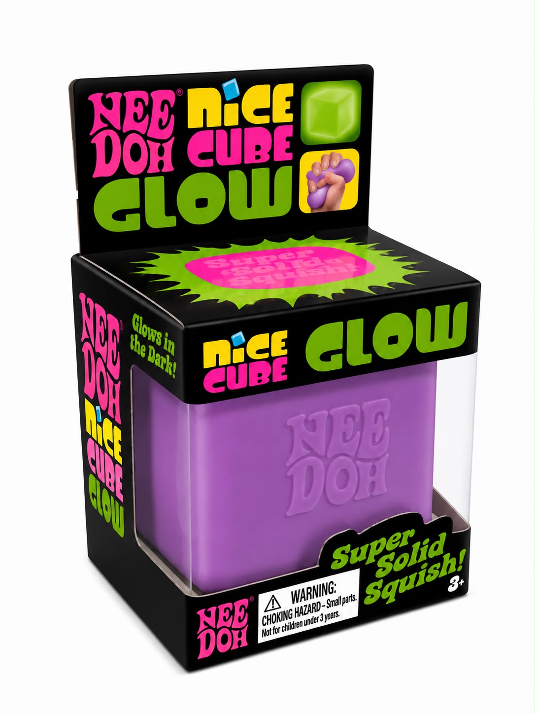 NeeDoh Nice Cube Glow in the Dark Slime Bucket – Super Stretchy Sensory Toy