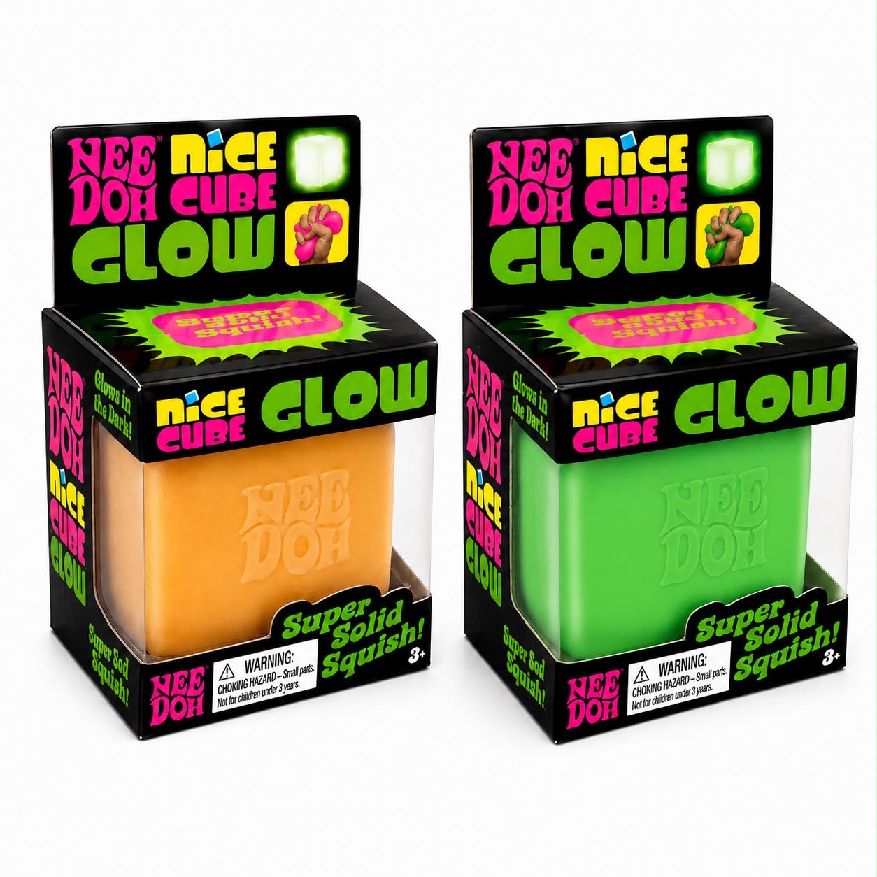 NeeDoh Nice Cube Glow in the Dark Slime Bucket – Super Stretchy Sensory Toy