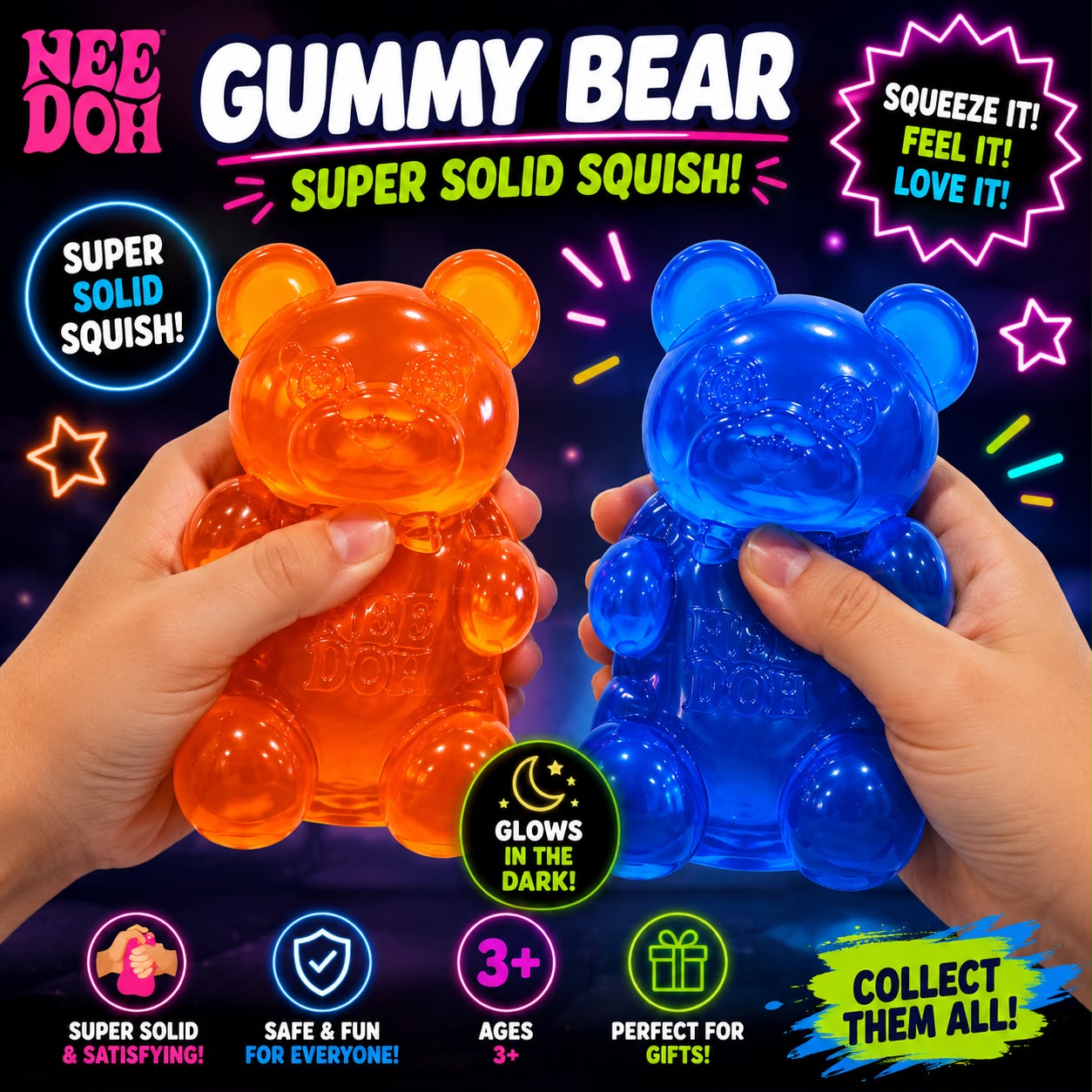 🧸 NeeDoh Gummy Bear Squishy – Soft Sensory Stress Relief Fidget Toy