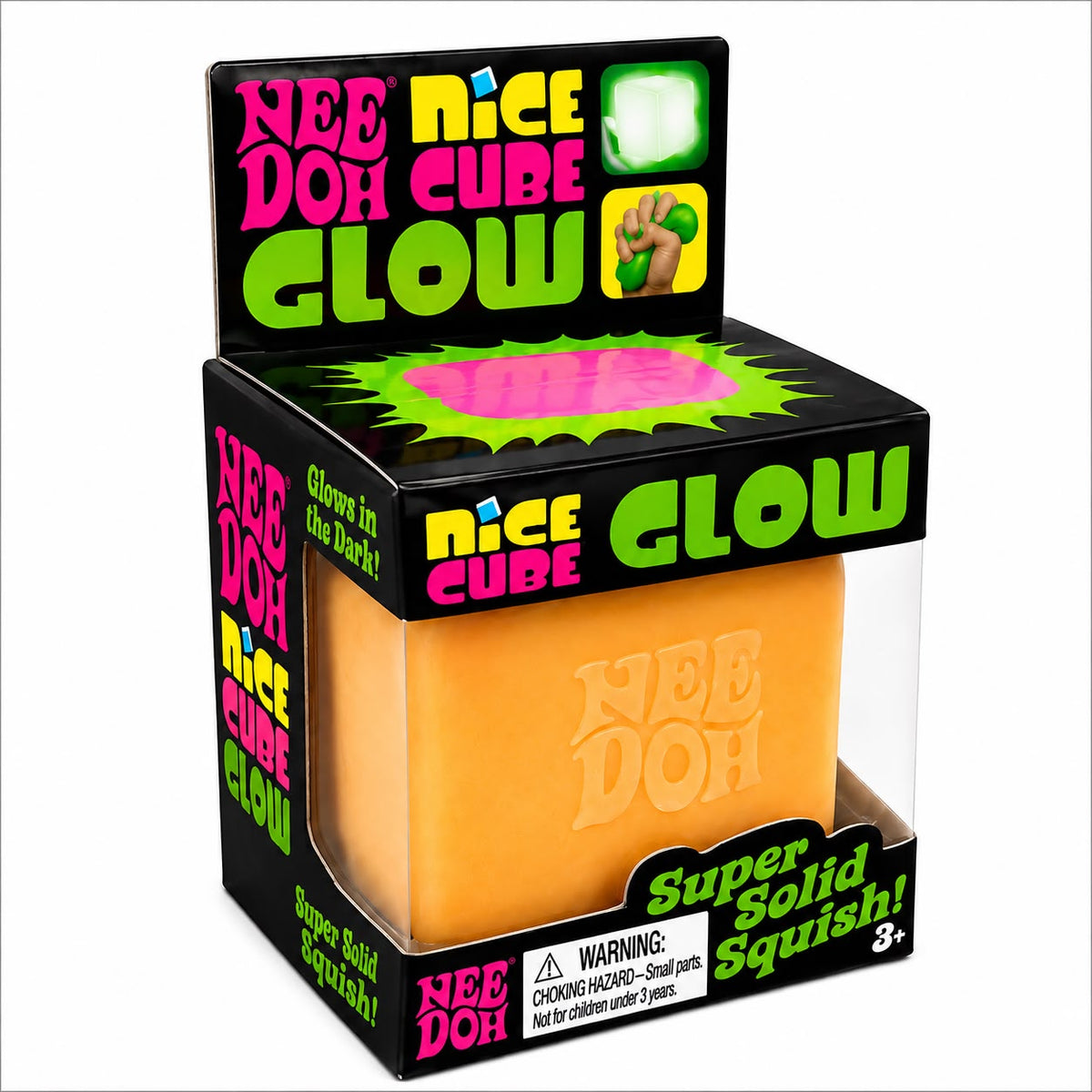 NeeDoh Nice Cube Glow in the Dark Slime Bucket – Super Stretchy Sensory Toy
