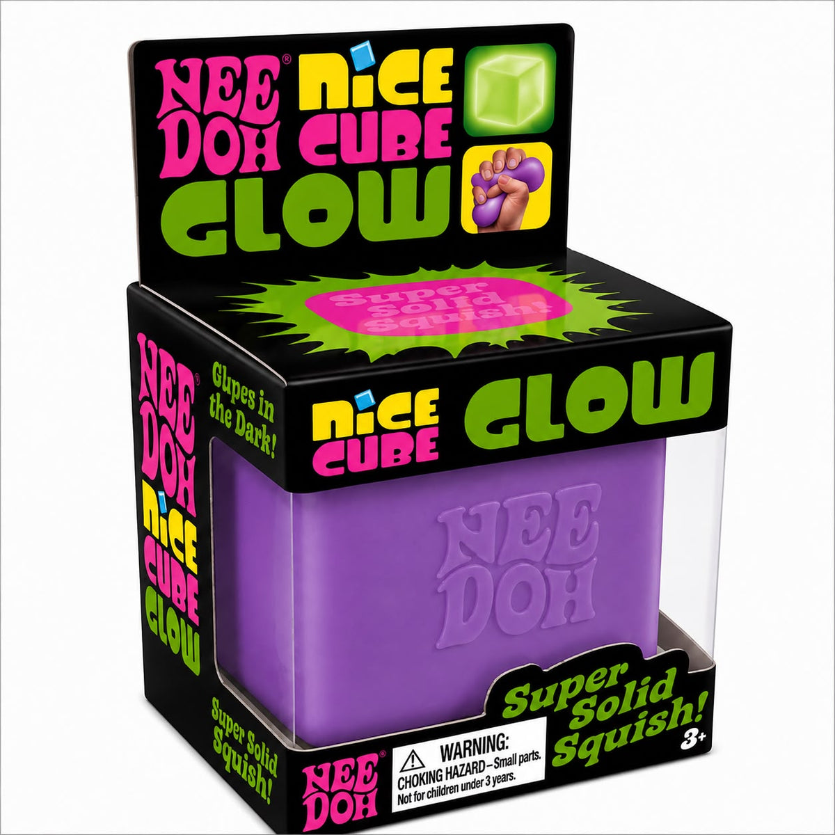 NeeDoh Nice Cube Glow in the Dark Slime Bucket – Super Stretchy Sensory Toy