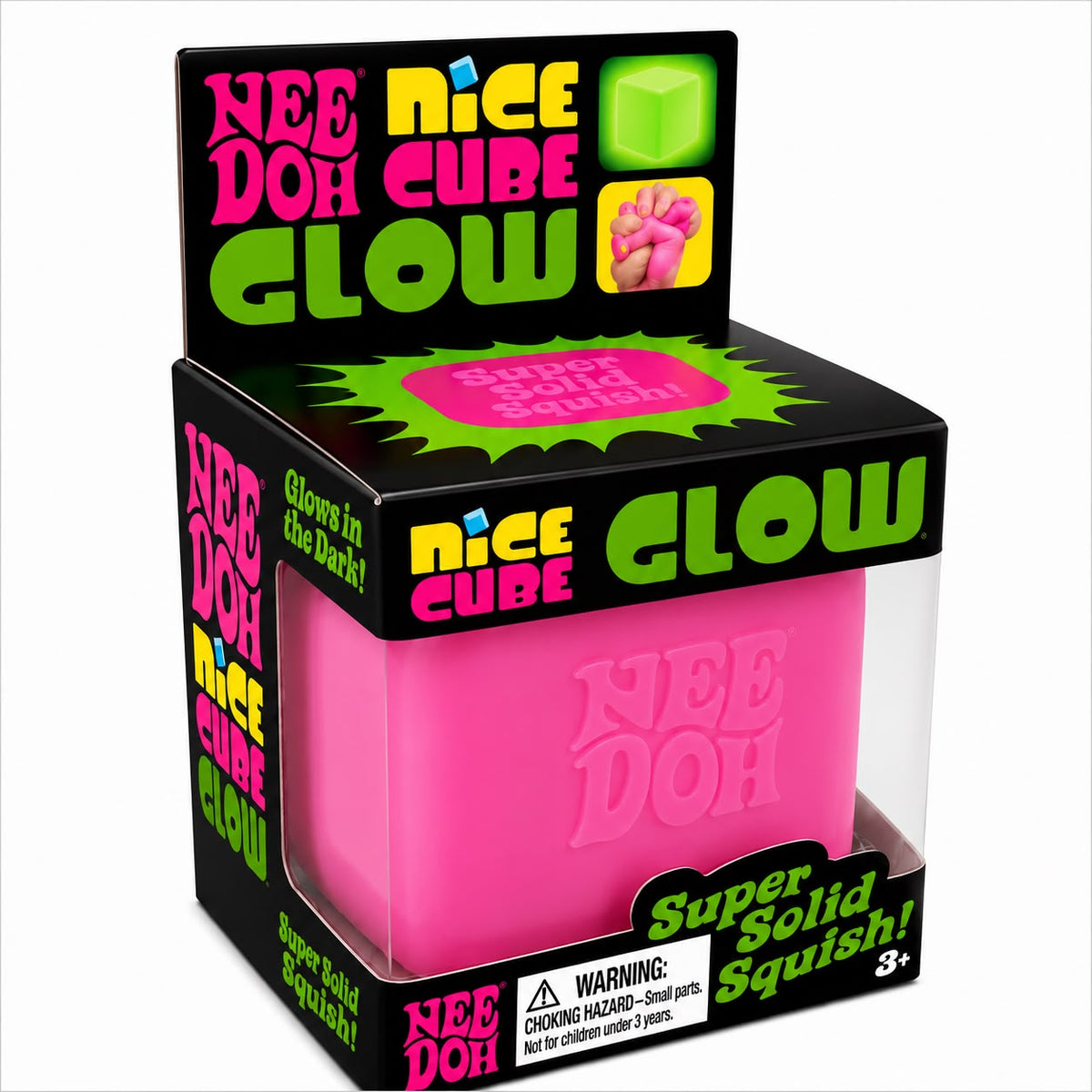 NeeDoh Nice Cube Glow in the Dark Slime Bucket – Super Stretchy Sensory Toy