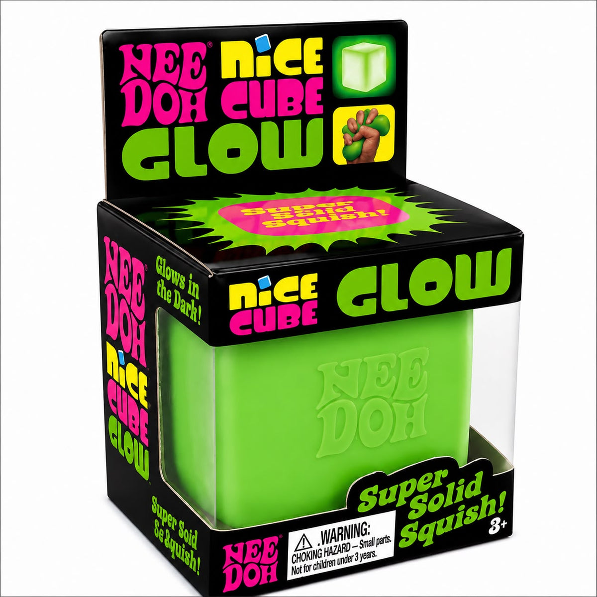 NeeDoh Nice Cube Glow in the Dark Slime Bucket – Super Stretchy Sensory Toy