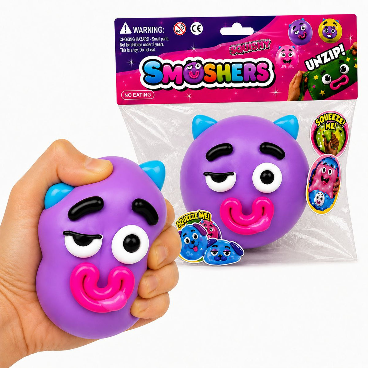 Squishy Smooshers Funny Face Stress Relief Sensory Toy