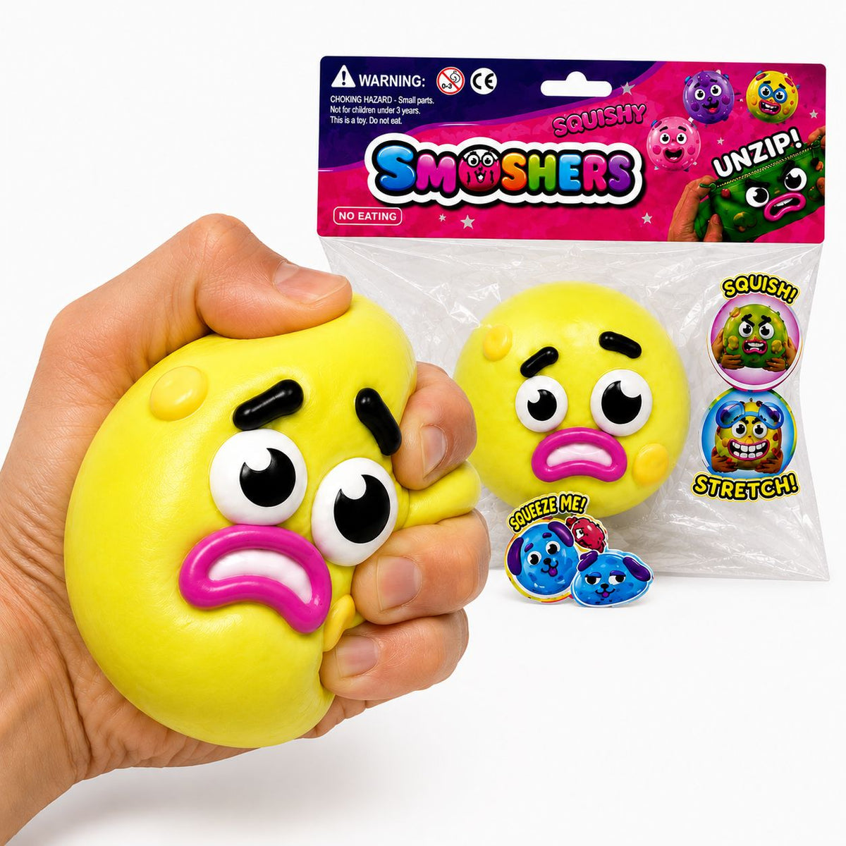 Squishy Smooshers Funny Face Stress Relief Sensory Toy