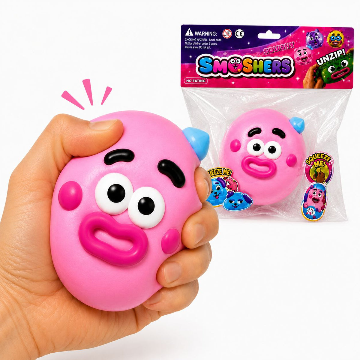 Squishy Smooshers Funny Face Stress Relief Sensory Toy