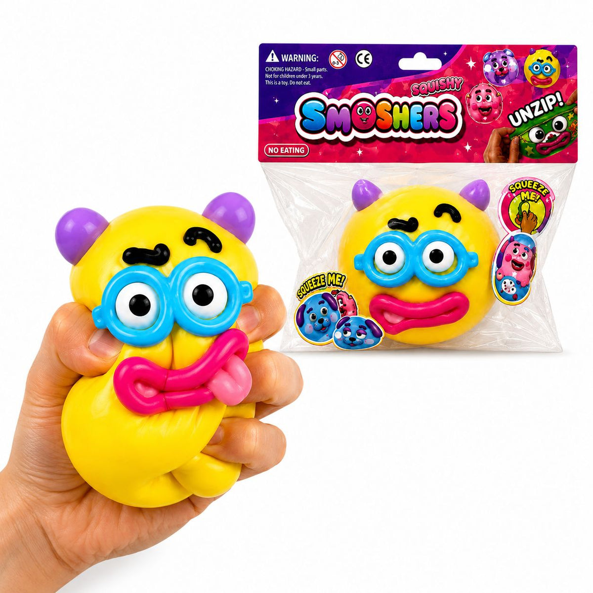 Squishy Smooshers Funny Face Stress Relief Sensory Toy