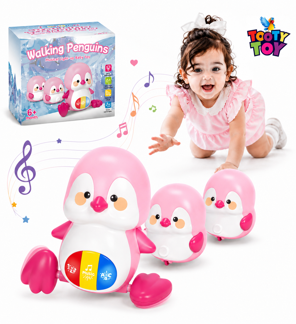 Walking Penguins Musical Baby Toy – Crawling Penguin Learning Toy with Lights & Music for Babies