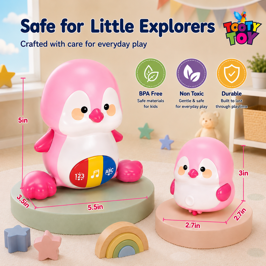 Walking Penguins Musical Baby Toy – Crawling Penguin Learning Toy with Lights & Music for Babies