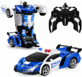 2.4GHz Remote Control Transforming Police Car Robot Toy with Lights, Rechargeable Battery & 360° Rotation